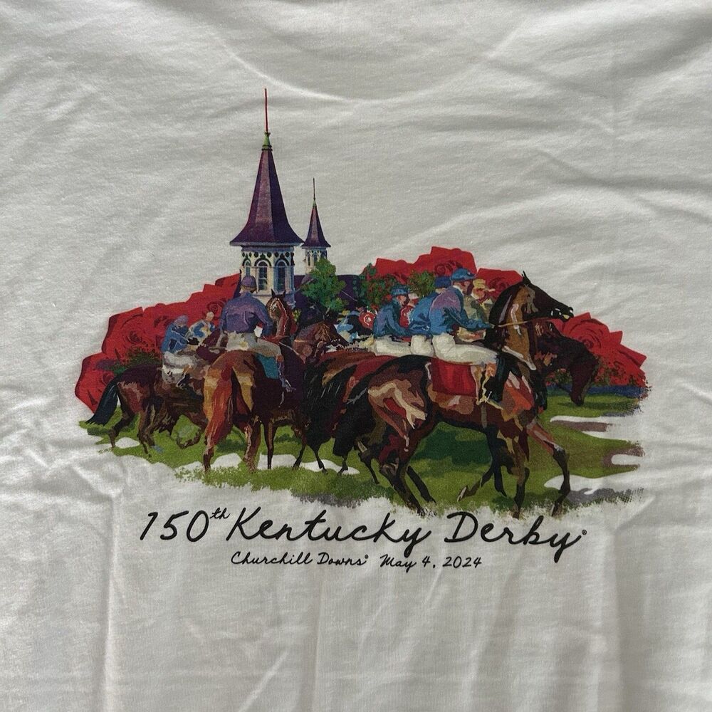 Kentucky Derby 150 2024 T Shirt Authentic Mens XL White New With Tags Rare